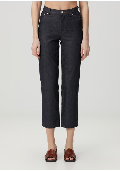 New Sailor Lacivert Crop Straight Jean Pantolon fiyatları