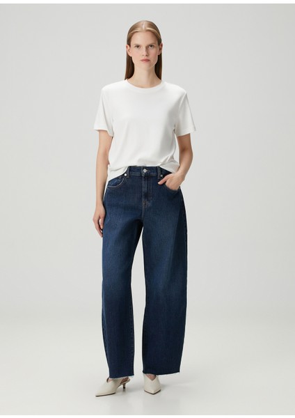 Koyu Mavi Wide Leg Jean Pantolon