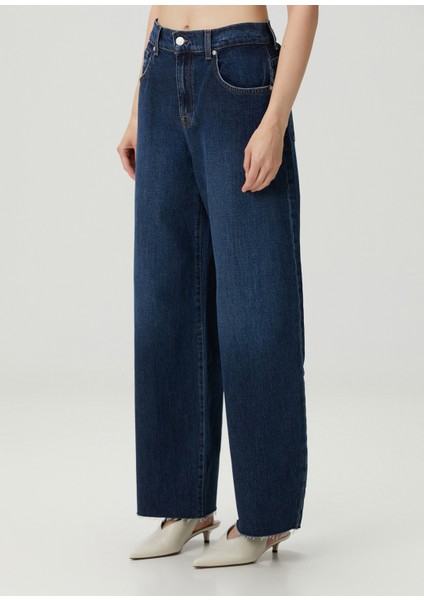 Koyu Mavi Wide Leg Jean Pantolon fiyatları