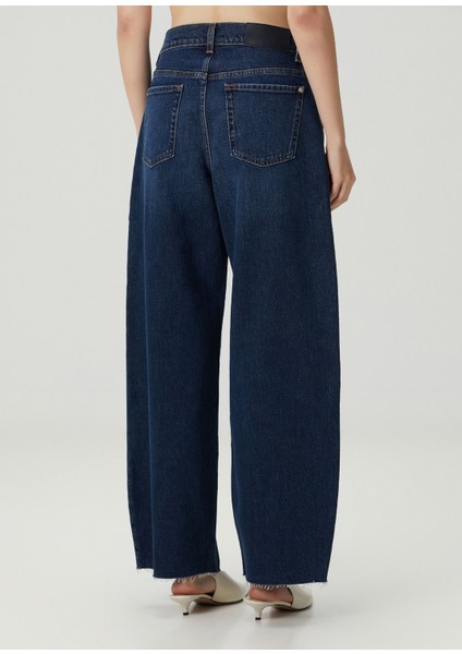 Koyu Mavi Wide Leg Jean Pantolon fırsatları