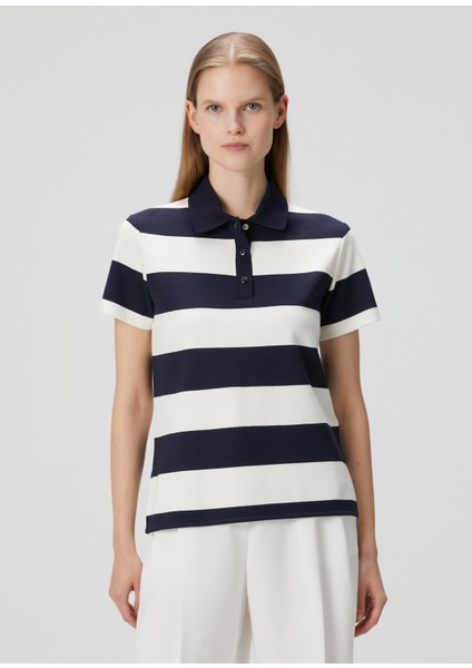 Mavi Beyaz Çizgili Polo T-Shirt