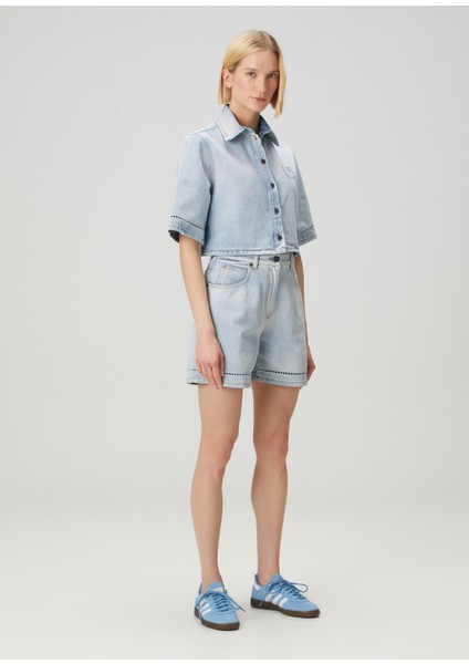 Mavi Crop Denim Gömlek fiyatları