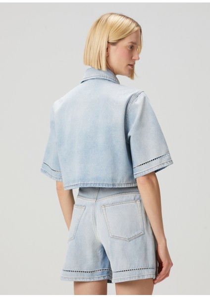 Mavi Crop Denim Gömlek fırsatları