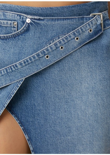 Mavi Midi Denim Etek