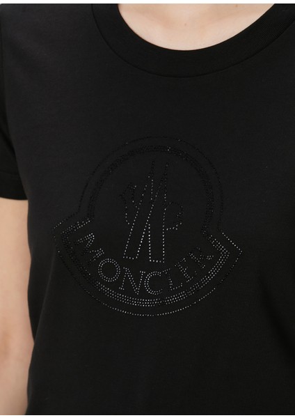 Siyah Taşlı Logolu T-Shirt indirimleri