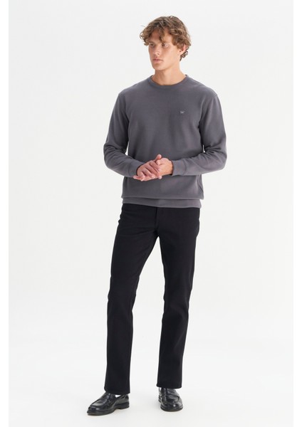 Pamuklu Regular Fit Normal Kesim Bisiklet Yaka Selanik Örgü Sweatshirt fiyatları