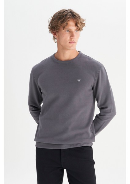 Pamuklu Regular Fit Normal Kesim Bisiklet Yaka Selanik Örgü Sweatshirt modelleri