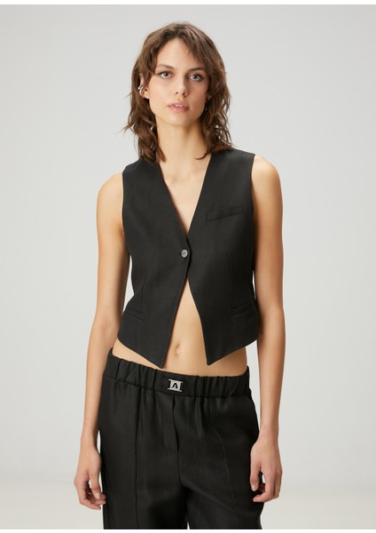 Siyah Keten Yelek fırsatları