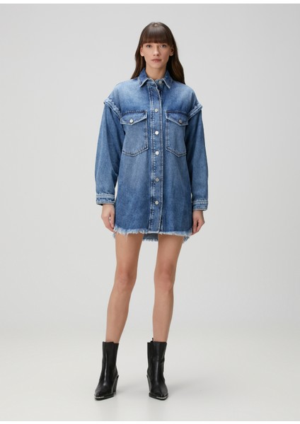 Faye Mavi Oversized Denim Elbise modelleri
