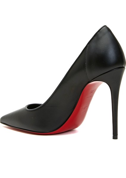 Sporty Kate Siyah Deri Topuklu Ayakkabı modelleri