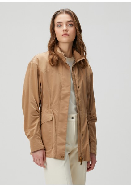 Camel Kapüşonlu Parka