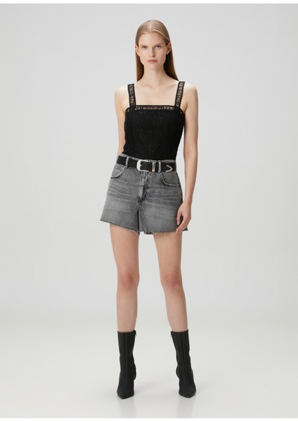 Tate Gri Denim Şort