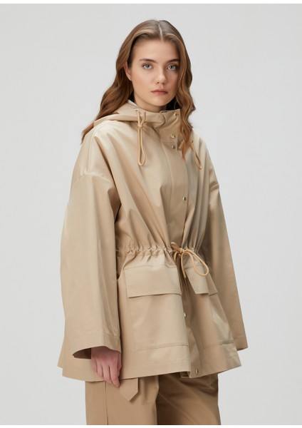 Gaillon Camel Kapüşonlu Parka modelleri