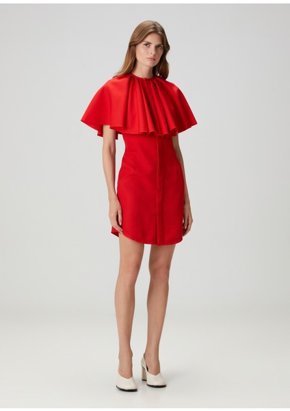 Kırmızı Mini Yün Elbise