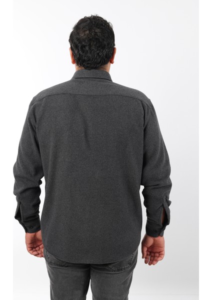 Büyük Beden Antrasit Düz Polar Oduncu Erkek Gömlek (BTL-7118-TSS) fiyatları