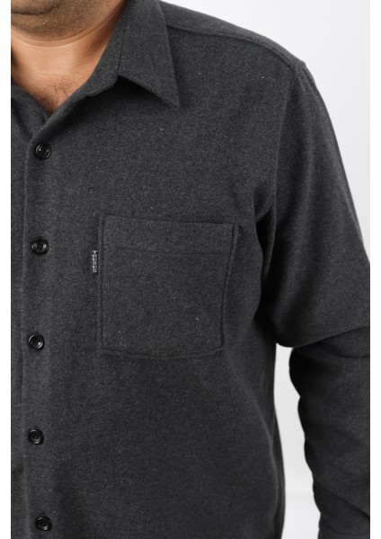 Büyük Beden Antrasit Düz Polar Oduncu Erkek Gömlek (BTL-7118-TSS) modelleri