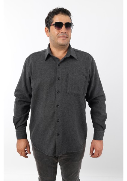Büyük Beden Antrasit Düz Polar Oduncu Erkek Gömlek (BTL-7118-TSS) indirimleri
