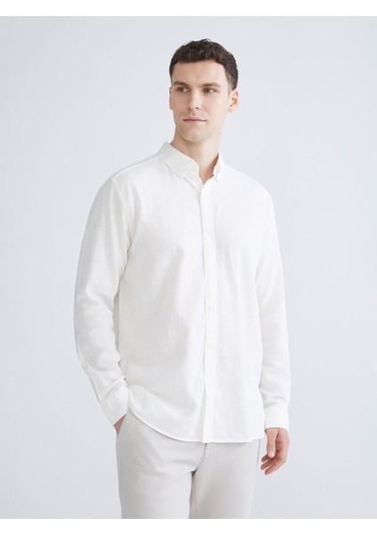Yeni Sezon Slim Fit Uzun Kollu Armürlü Erkek Gömlek
