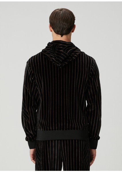 Siyah Taba Çizgili Kapüşonlu Sweatshirt fırsatları