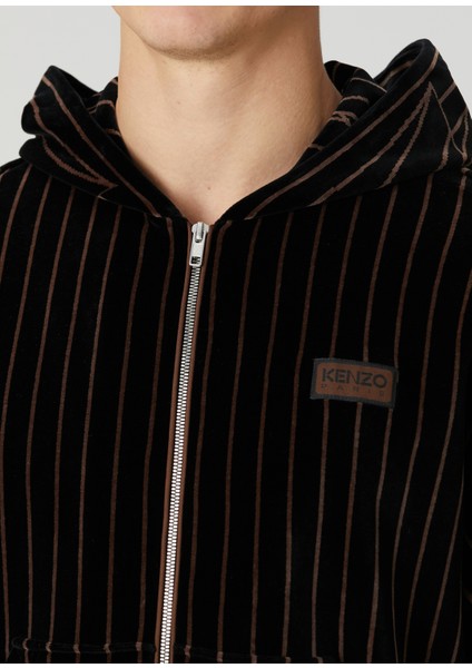 Siyah Taba Çizgili Kapüşonlu Sweatshirt indirimleri