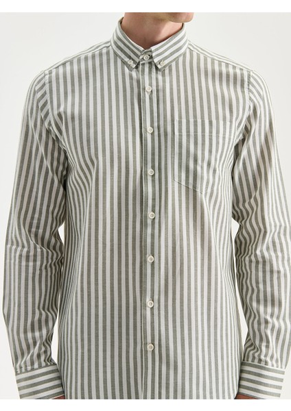 Yeni Sezon Regular Fit Uzun Kollu Çizgili Erkek Gömlek modelleri