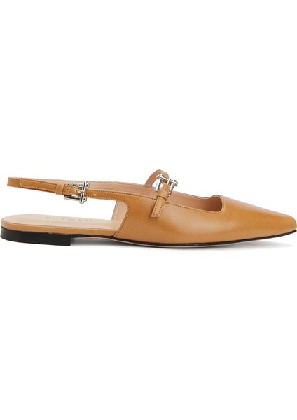 Taba Slingback Deri Ayakkabı