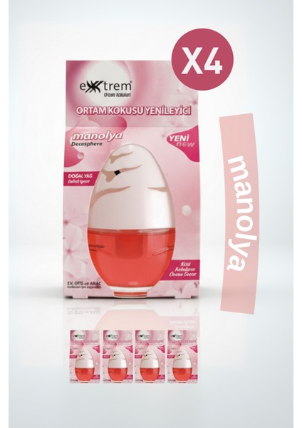4 Adet Manolya Oda Parfümü 100 ml - Zarif Bahar Çiçeği Oda & Ortam Kokusu, Romantik ve Şık