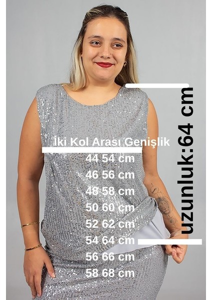 Büyük Beden Astarlı Pul Payet Beden Işıltılı ve Zarif Bluz fiyatları