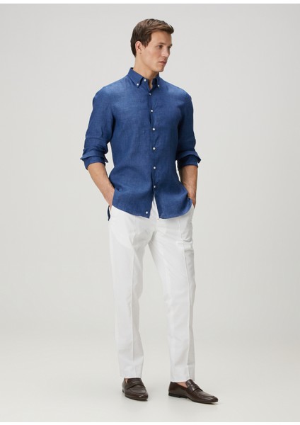 Koyu Mavi Keten Gömlek fiyatları