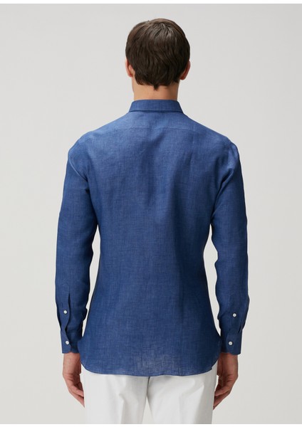 Koyu Mavi Keten Gömlek fırsatları