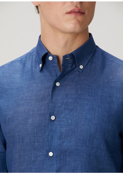 Koyu Mavi Keten Gömlek indirimleri