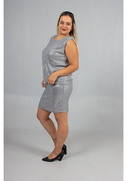 Büyük Beden Astarlı Pul Payet Beden Işıltılı ve Zarif Bluz indirimleri