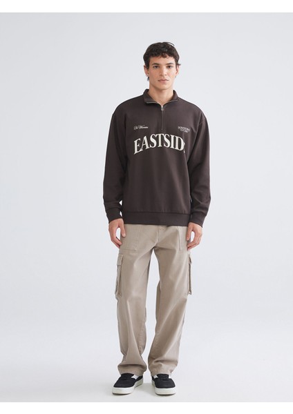 Yeni Sezon Dik Yaka Baskılı Erkek Sweatshirt fiyatları