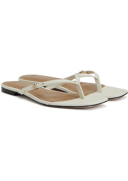 Charlize Beyaz Kadın Deri Terlik fiyatları