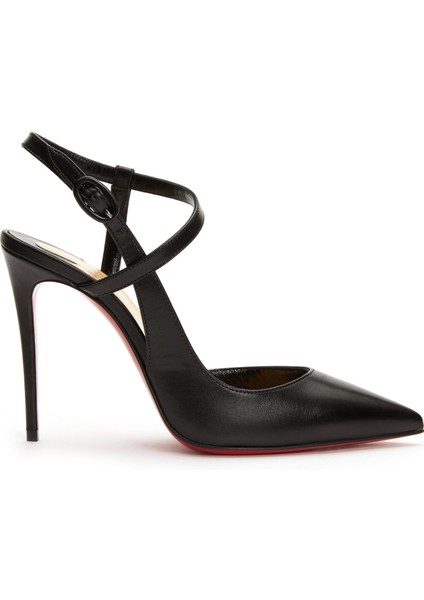 Siyah Deri Topuklu Ayakkabı