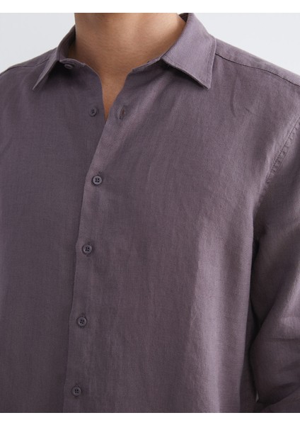 Yeni Sezon Regular Fit Uzun Kollu %100 Keten Erkek Gömlek modelleri