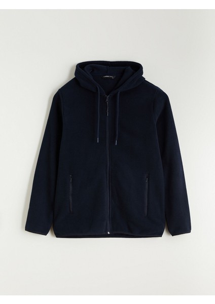 Yeni Sezon Kapüşonlu Uzun Kollu Polar Erkek Fermuarlı Sweatshirt