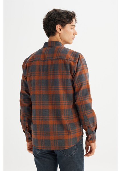 %100 Pamuk Regular Fit Normal Kesim Klasik Yaka Cepli Ekose Gömlek indirimleri