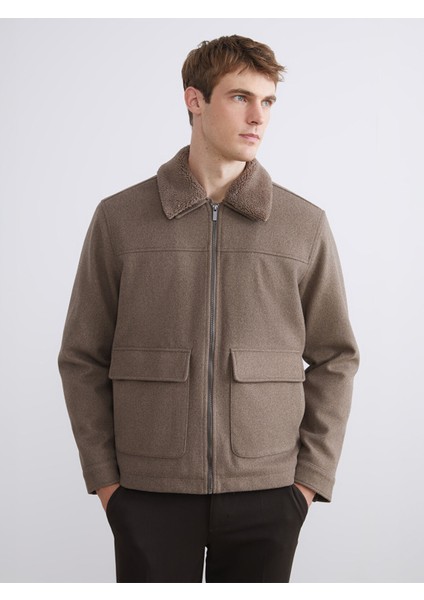 Yeni Sezon Standart Kalıp Gömlek Yaka Erkek Kaşe Mont