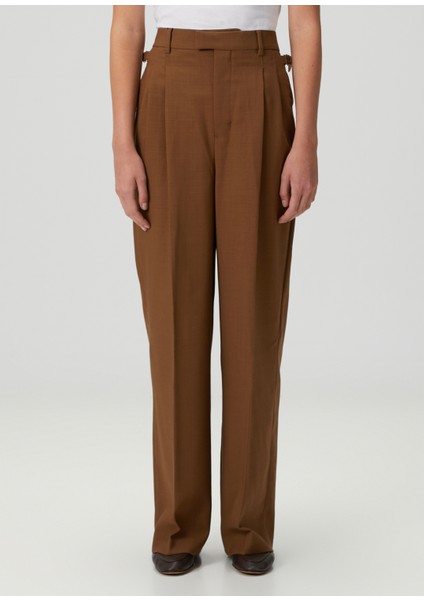 Kahverengi Pileli Yün Pantolon fiyatları