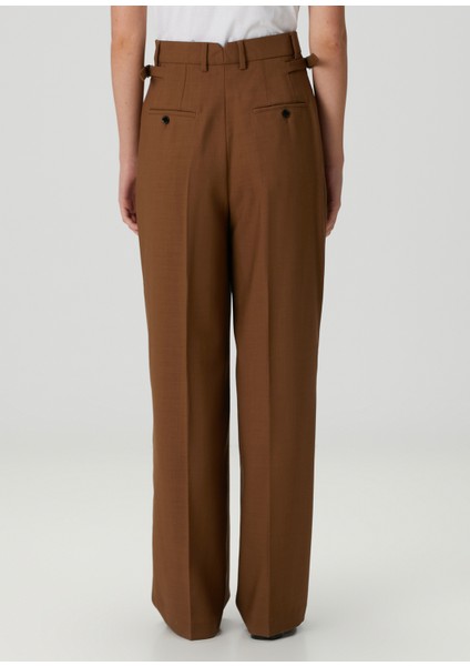 Kahverengi Pileli Yün Pantolon fırsatları