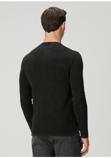 Memphis Siyah Yakası Düğmeli Uzun Kollu T-Shirt fırsatları