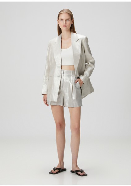 Averie Silver Keten Şort
