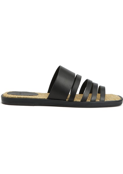 Siyah Kadın Deri Terlik