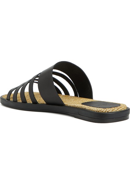 Siyah Kadın Deri Terlik modelleri