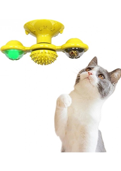 Pet Malzemeleri Vantuzlu Fırıldak Toplu Dönen Şeffaf Depo Tasarım Interaktif Kedi Oyuncağı (4887) fırsatları