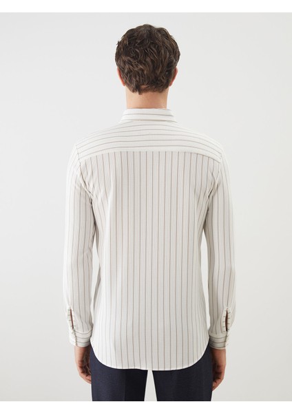 Yeni Sezon Slim Fit Uzun Kollu Çizgili Erkek Gömlek fırsatları