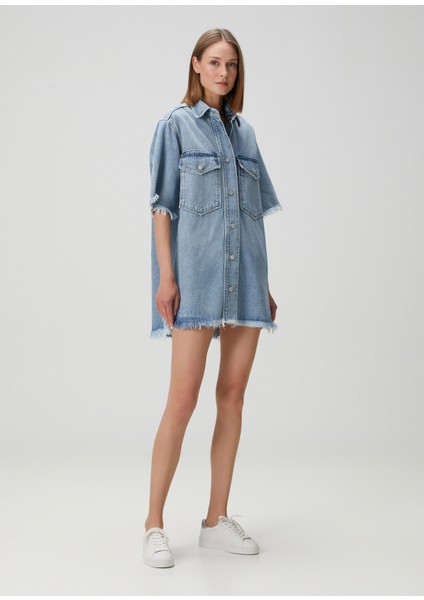Faye Mavi Mini Denim Elbise