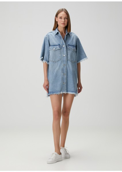 Faye Mavi Mini Denim Elbise fiyatları