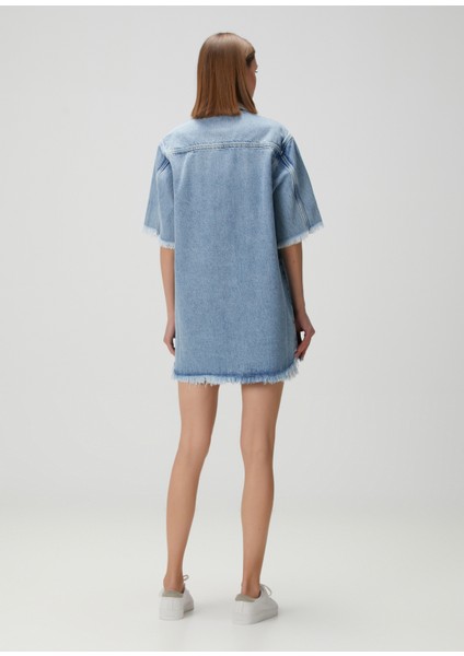 Faye Mavi Mini Denim Elbise fırsatları